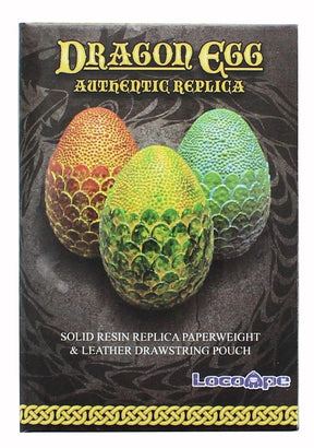 Dragon Egg Paperweight Replica | Solid Resin 4.5-Inch | Fleece Pouch | Green