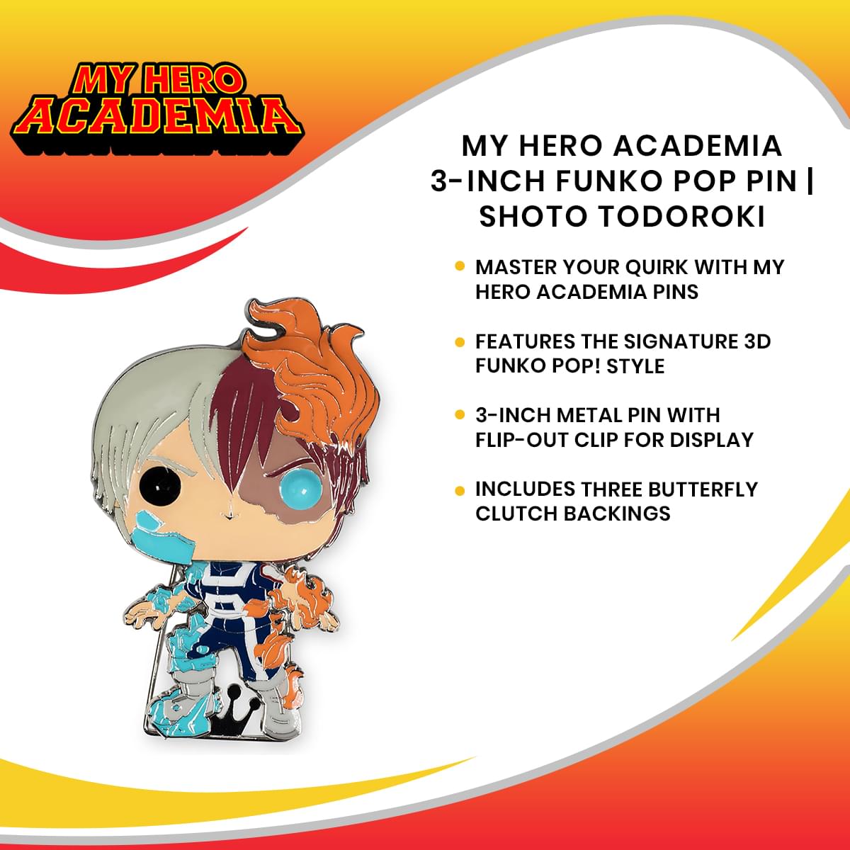 My Hero Academia 3-Inch Funko POP Pin | Shoto Todoroki