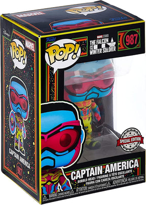 Marvel Falcon & Winter Soldier POP Vinyl Figure | Captain America (Blacklight)