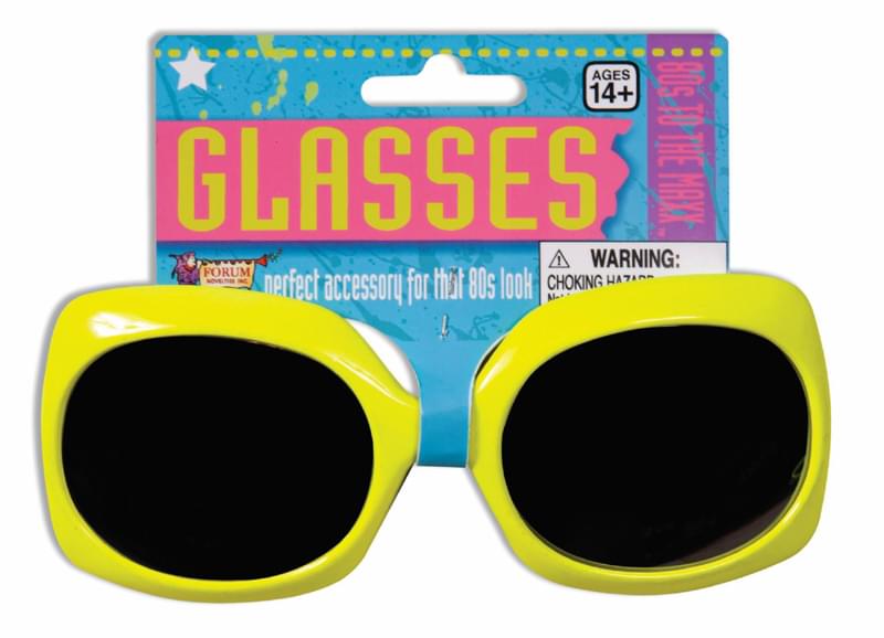 Yellow Neon Square Costume Glasses