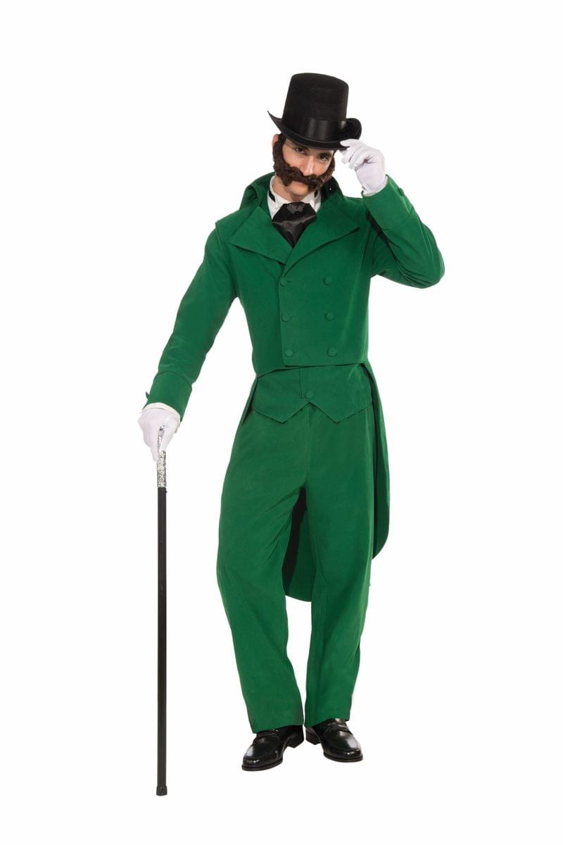 Old Fashioned Christmas Caroler Green Costume Suit Adult