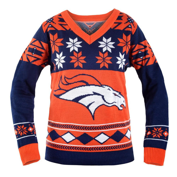 Denver Broncos Hoodie Sweater Ugly Christmas Holiday NFL Size Large