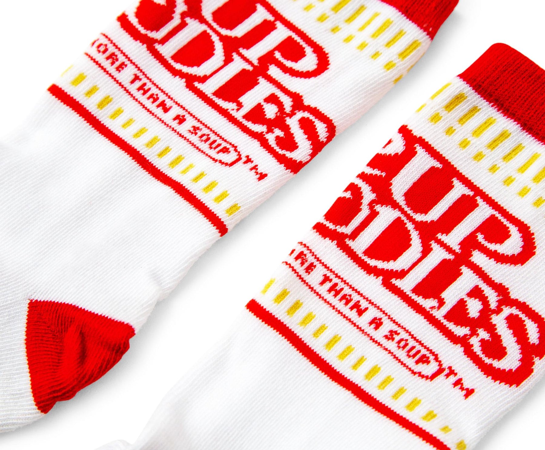 Cup Noodles White Knit Unisex Crew Socks | Shoe Size 8-12, Sock Size 10-13