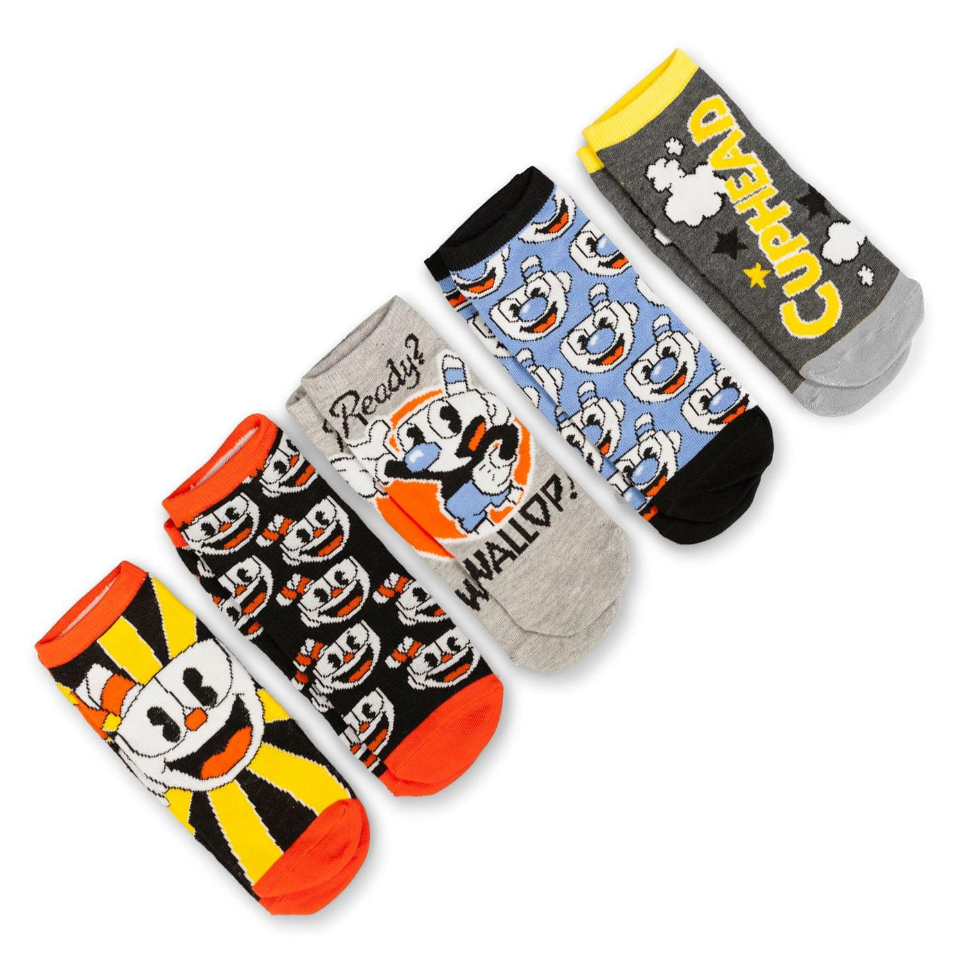 Cuphead Adult Ankle Sock 5-Pack - Cuphead & Mugman Wallop | Free Shipp