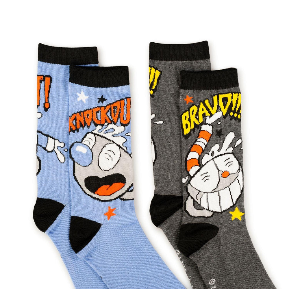 Cuphead Adult Crew Sock 2-Pack - Bravo/ Knockout | Free Shipping