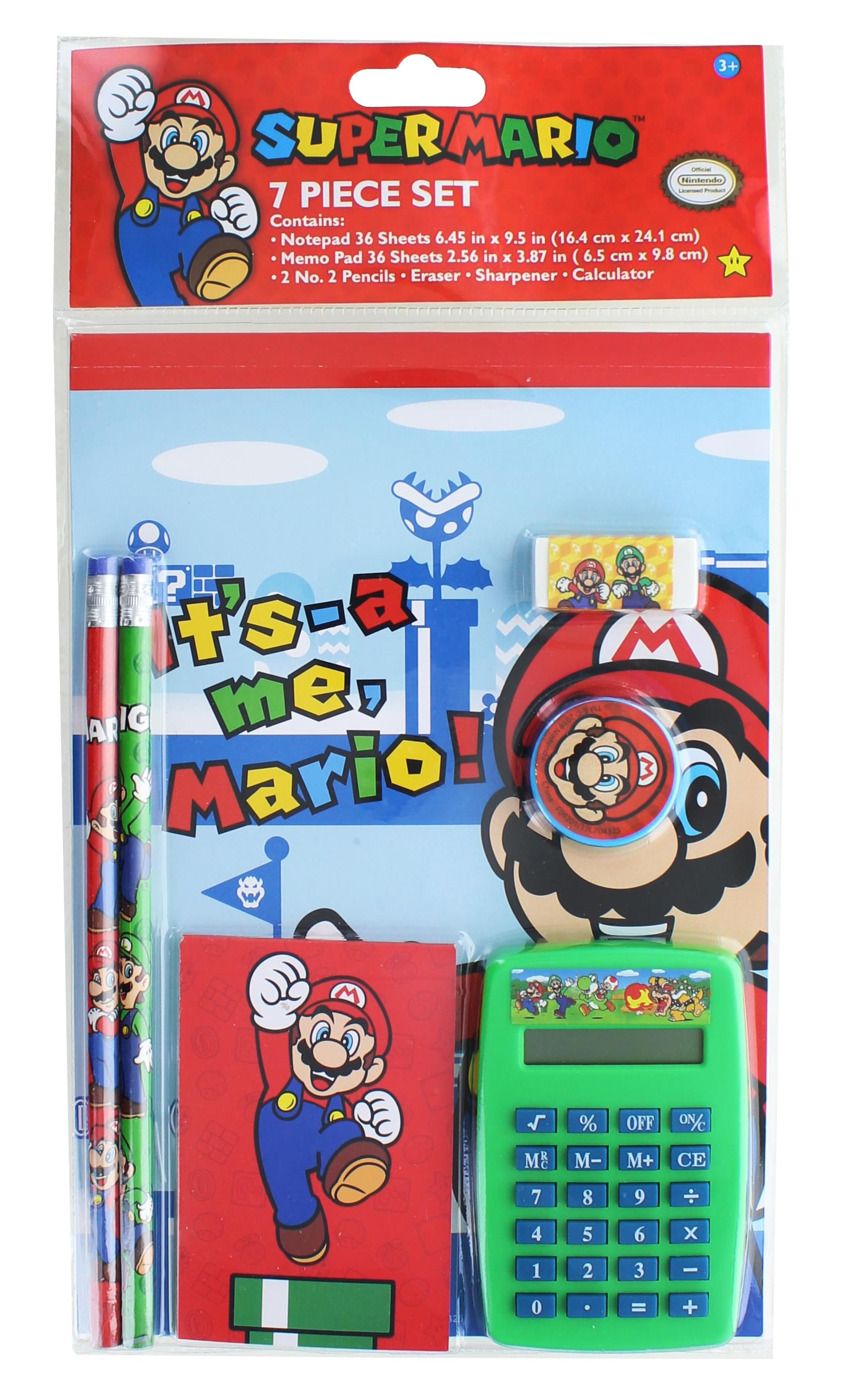 Nintendo Super Mario 7 Piece Stationery Set w/ Calculator