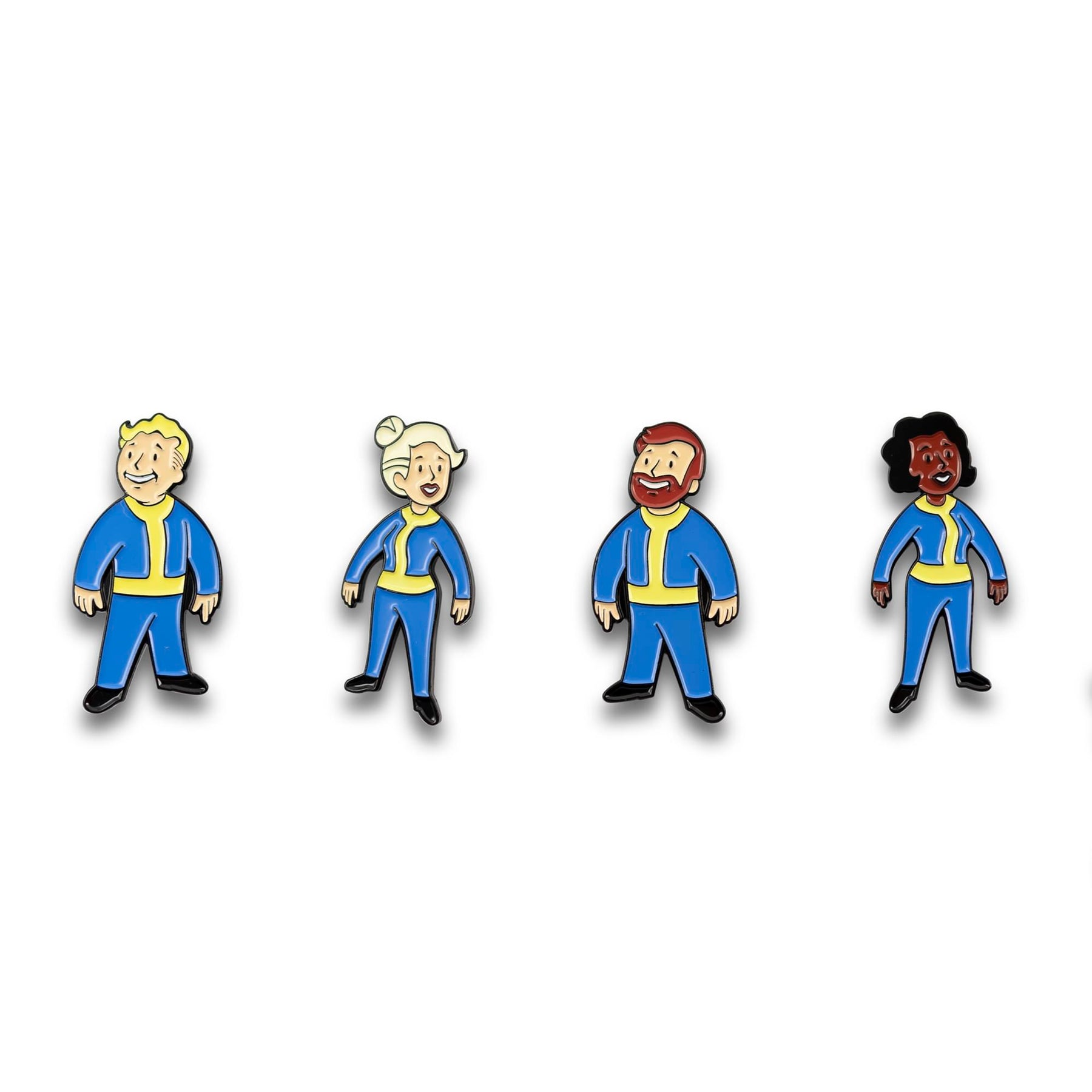 Fallout Vault Dweller Pins | Collectible Metal Enamel Pin Set | Includes 4 Pins