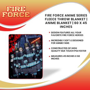 Fire Force Anime Series Fleece Throw Blanket | Anime Blanket | 60 x 45 Inches