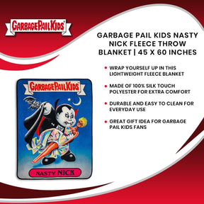 Garbage Pail Kids Nasty Nick Fleece Throw Blanket | 45 x 60 Inches