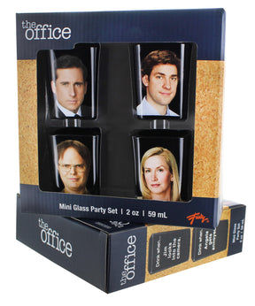 The Office Character Shot Glass Drinking Game | 2 Ounce Glasses | Set of 4