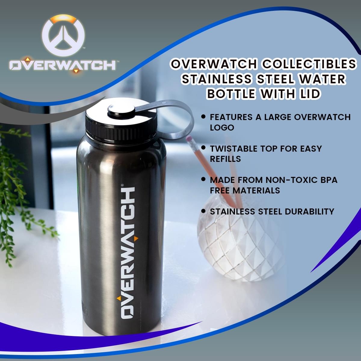 Overwatch Collectibles | Stainless Steel Water Bottle with Lid