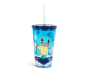 Pokemon Squirtle 16oz Plastic Carnival Cup Tumbler with Lid and Reusable Straw