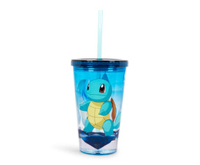 Pokemon Squirtle 16oz Plastic Carnival Cup Tumbler with Lid and Reusable Straw