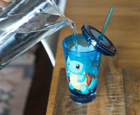 Pokemon Squirtle 16oz Plastic Carnival Cup Tumbler with Lid and Reusable Straw