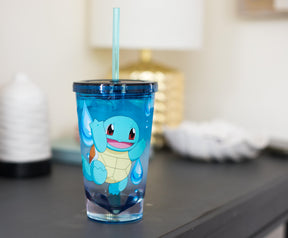 Pokemon Squirtle 16oz Plastic Carnival Cup Tumbler with Lid and Reusable Straw