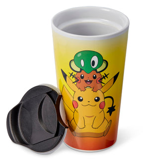 Pokémon XY Series Travel Mug | Pikachu, Dedenne, & Squishy | Holds 16 Ounces