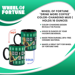 Wheel of Fortune "Drink More Coffee" Color-Changing Mug | Holds 16 Ounces