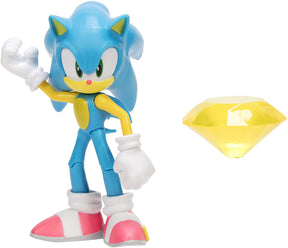 Sonic the Hedgehog 4 Inch Figure | Modern Sonic with Yellow Chaos Emerald