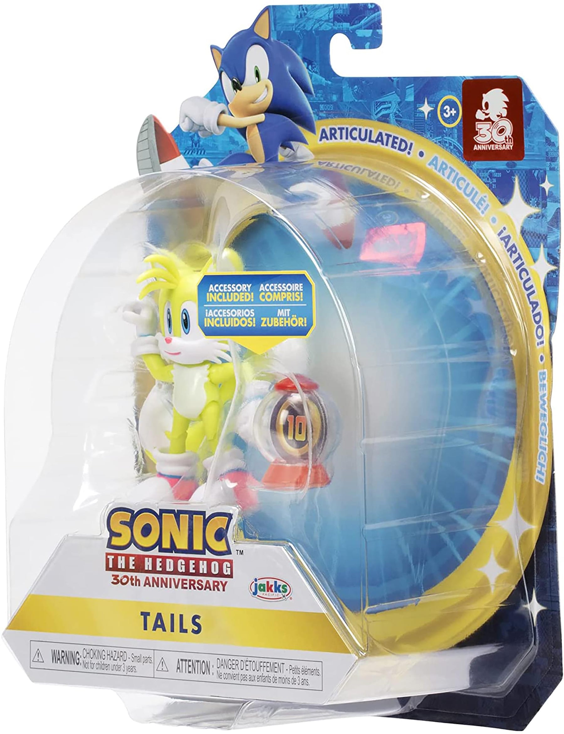 Sonic the Hedgehog 4 Inch Figure | Modern Tails with Ring Item Box