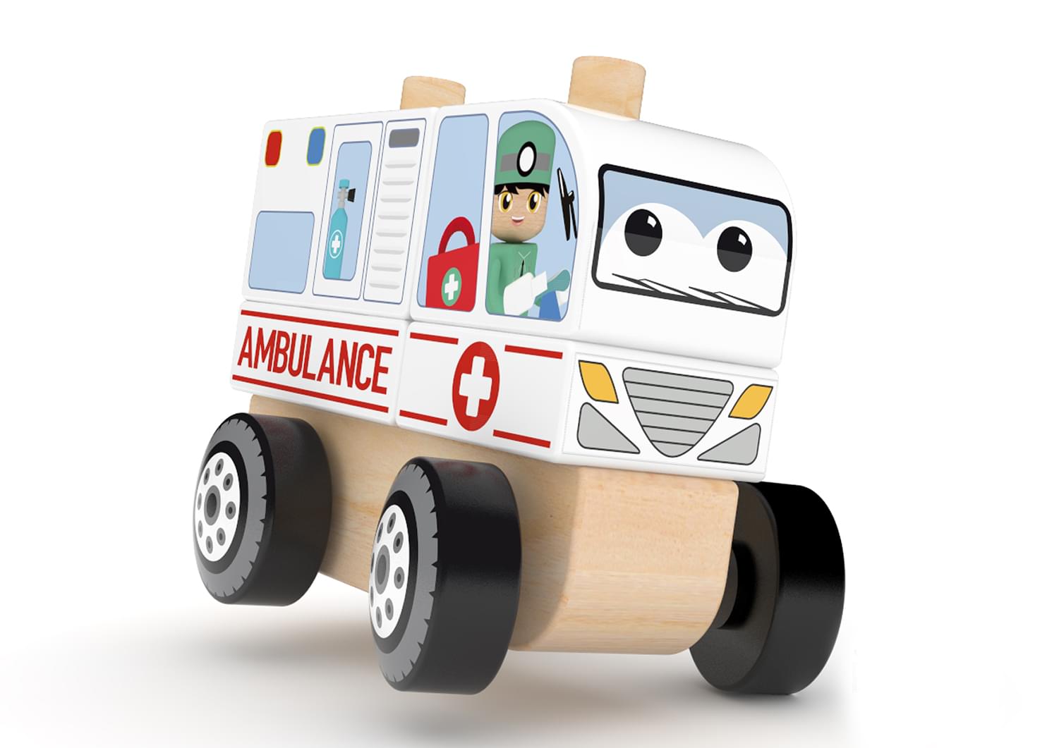 J’adore Ambulance Wooden Stacking Toy