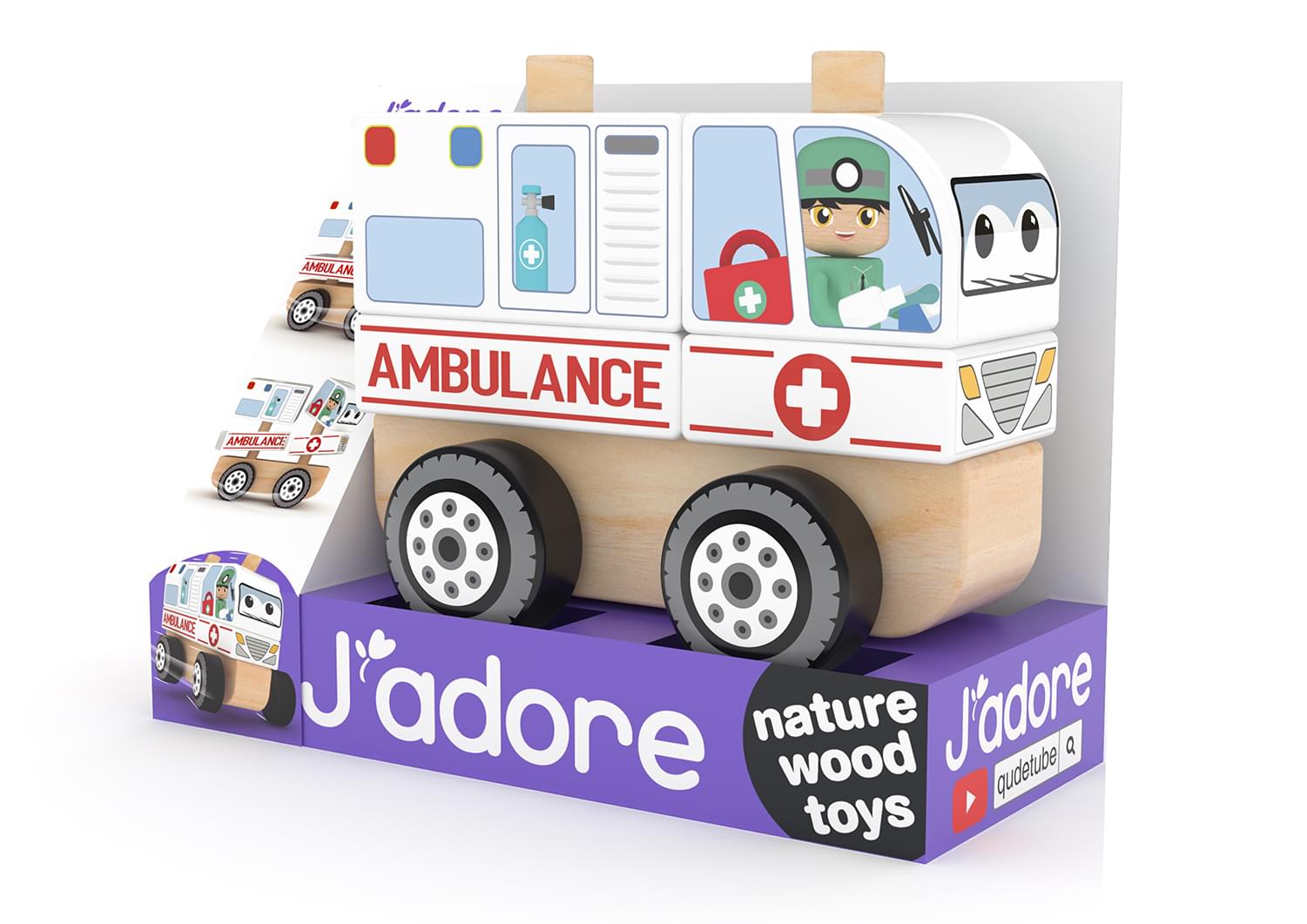 J’adore Ambulance Wooden Stacking Toy