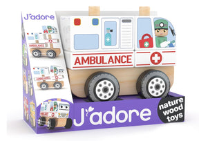 J’adore Ambulance Wooden Stacking Toy