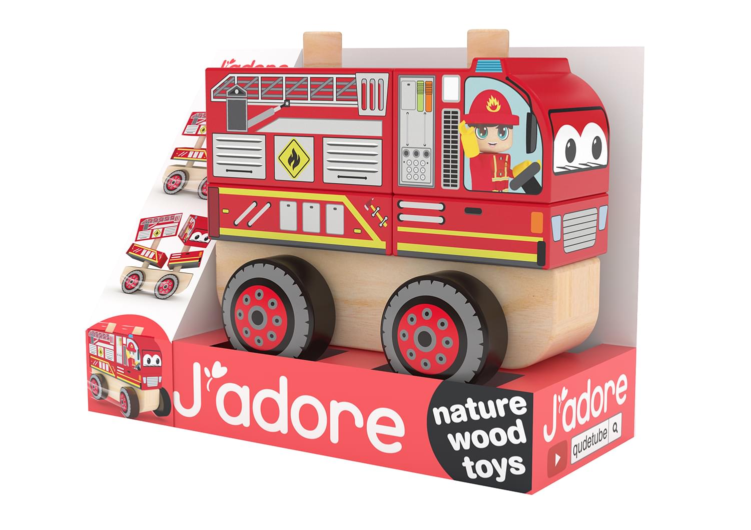 J’adore Fire Truck Wooden Stacking Toy