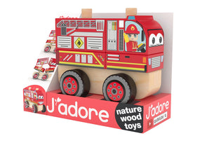 J’adore Fire Truck Wooden Stacking Toy