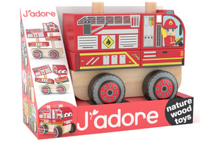 J’adore Fire Truck Wooden Stacking Toy