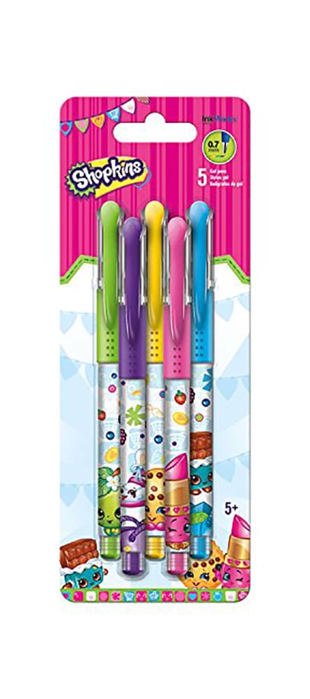 Shopkins Colored Gel Pens, 5 Pack