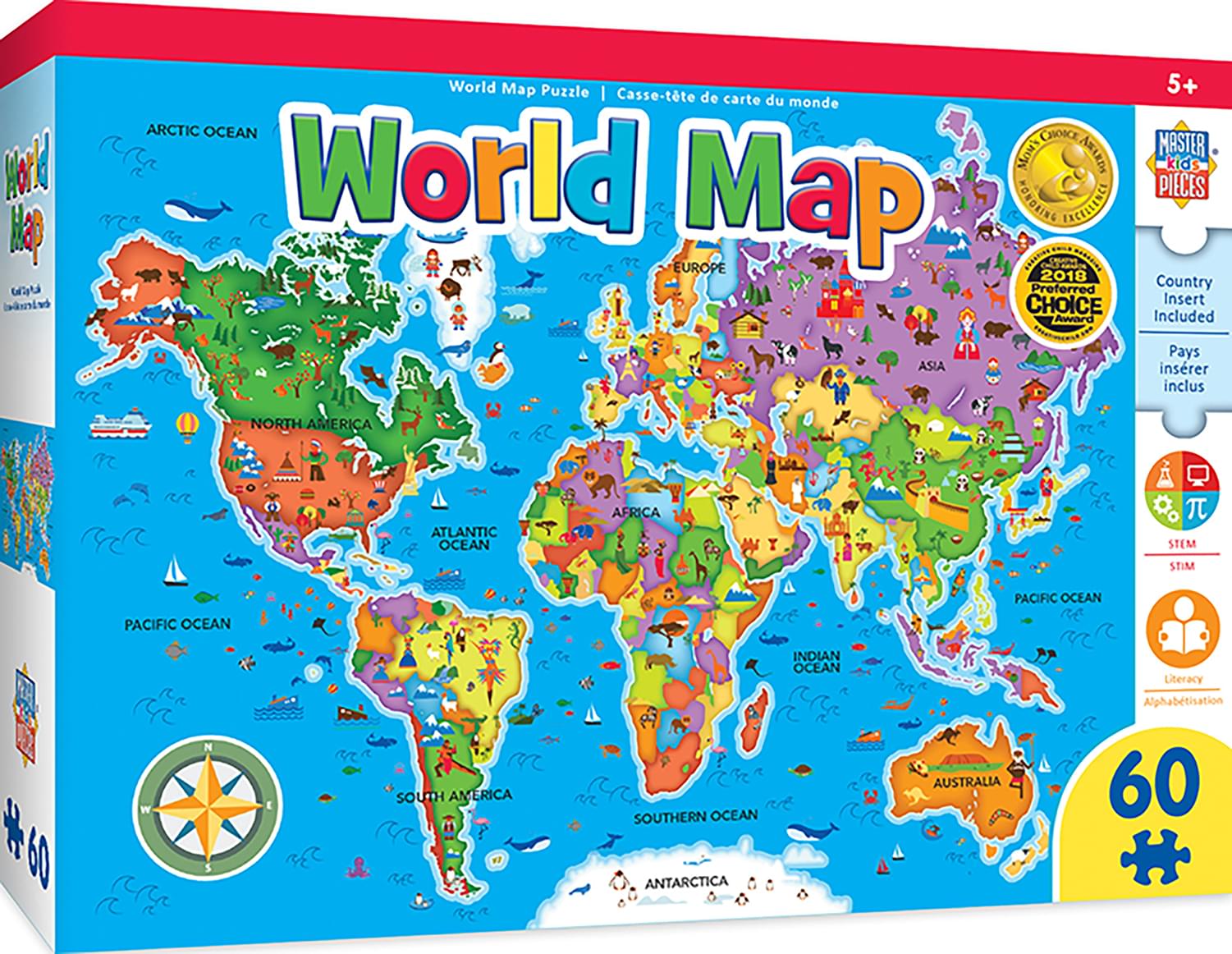 Educational World Map 60 Piece Jigsaw Puzzle