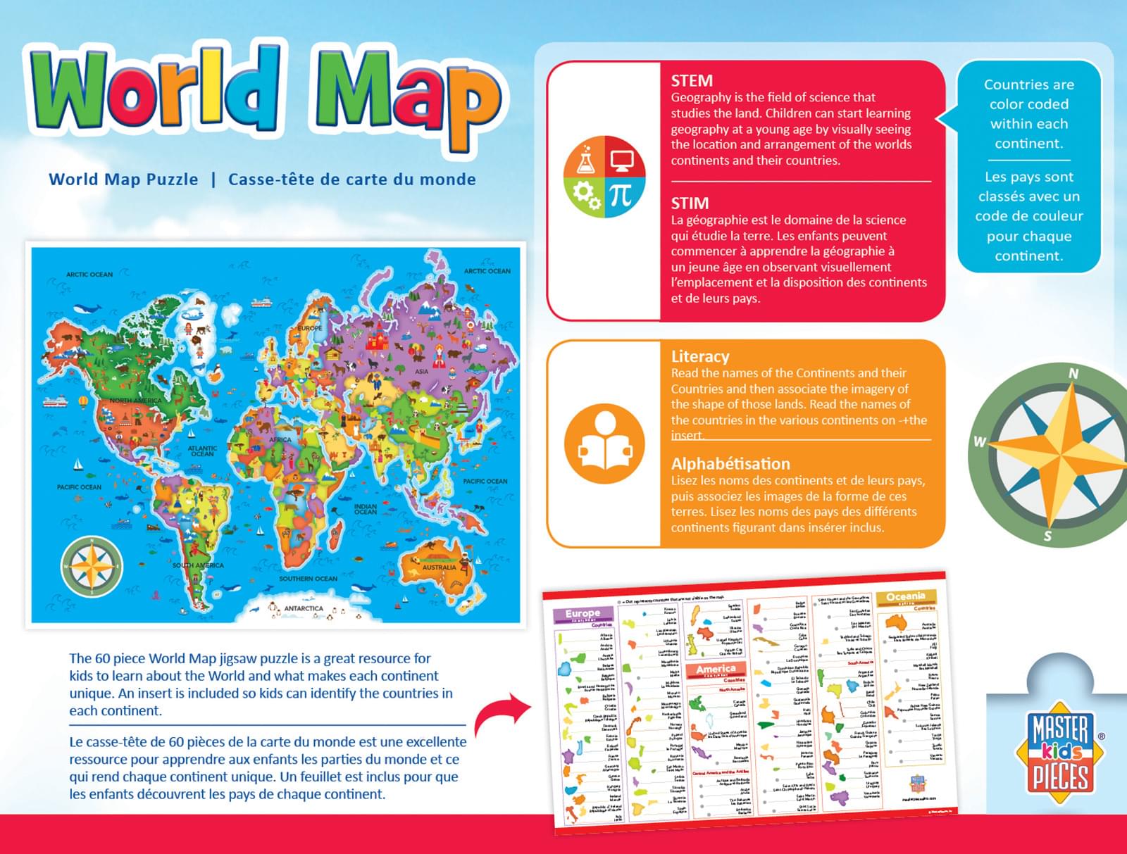 Educational World Map 60 Piece Jigsaw Puzzle