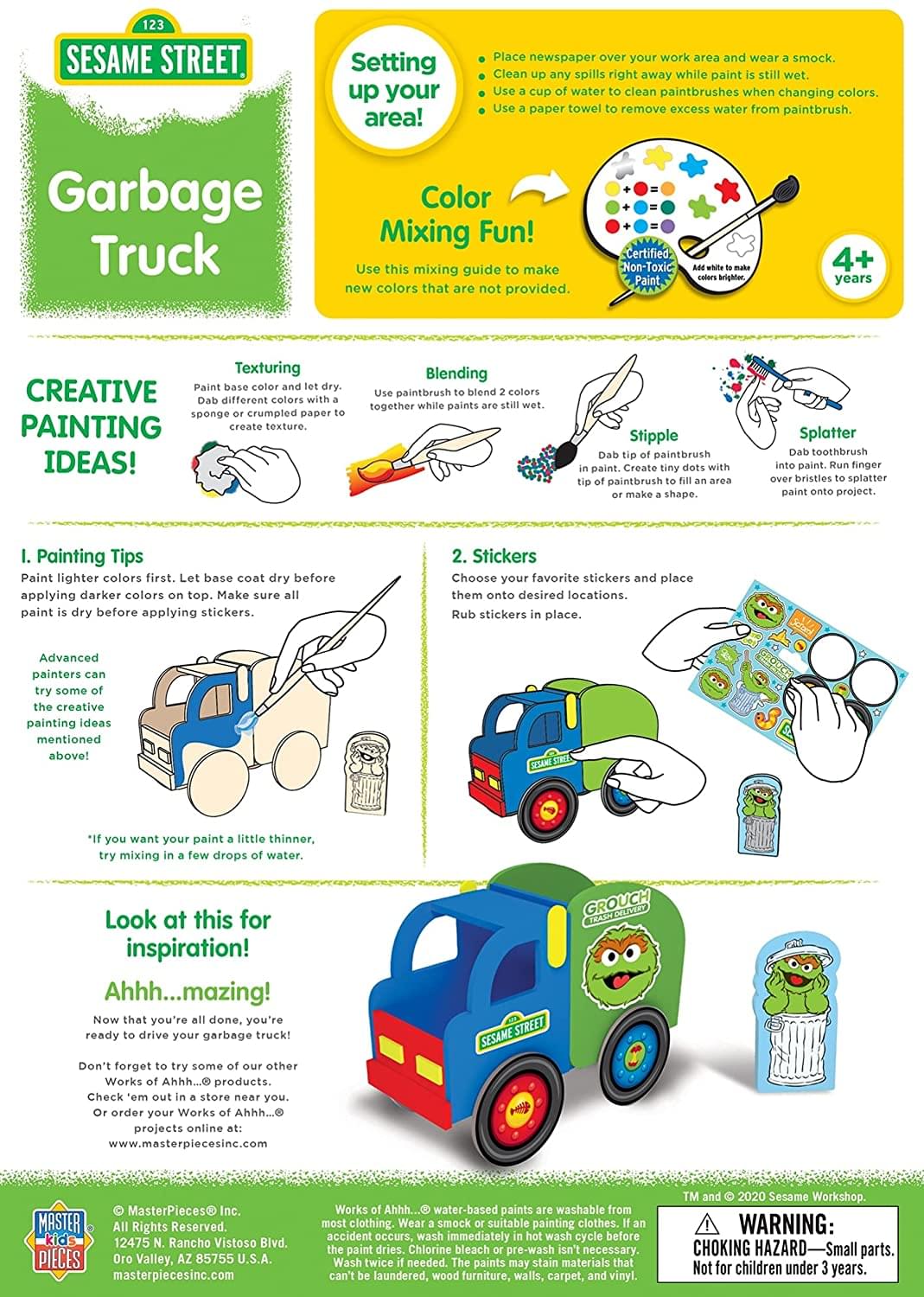 Sesame Street Garbage Truck Wood Paint Kit