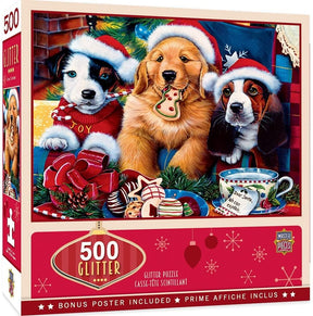 Santa Paws 500 Piece Glitter Jigsaw Puzzle