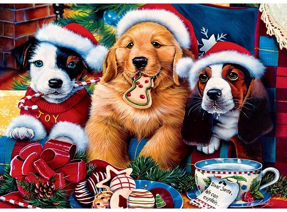 Santa Paws 500 Piece Glitter Jigsaw Puzzle