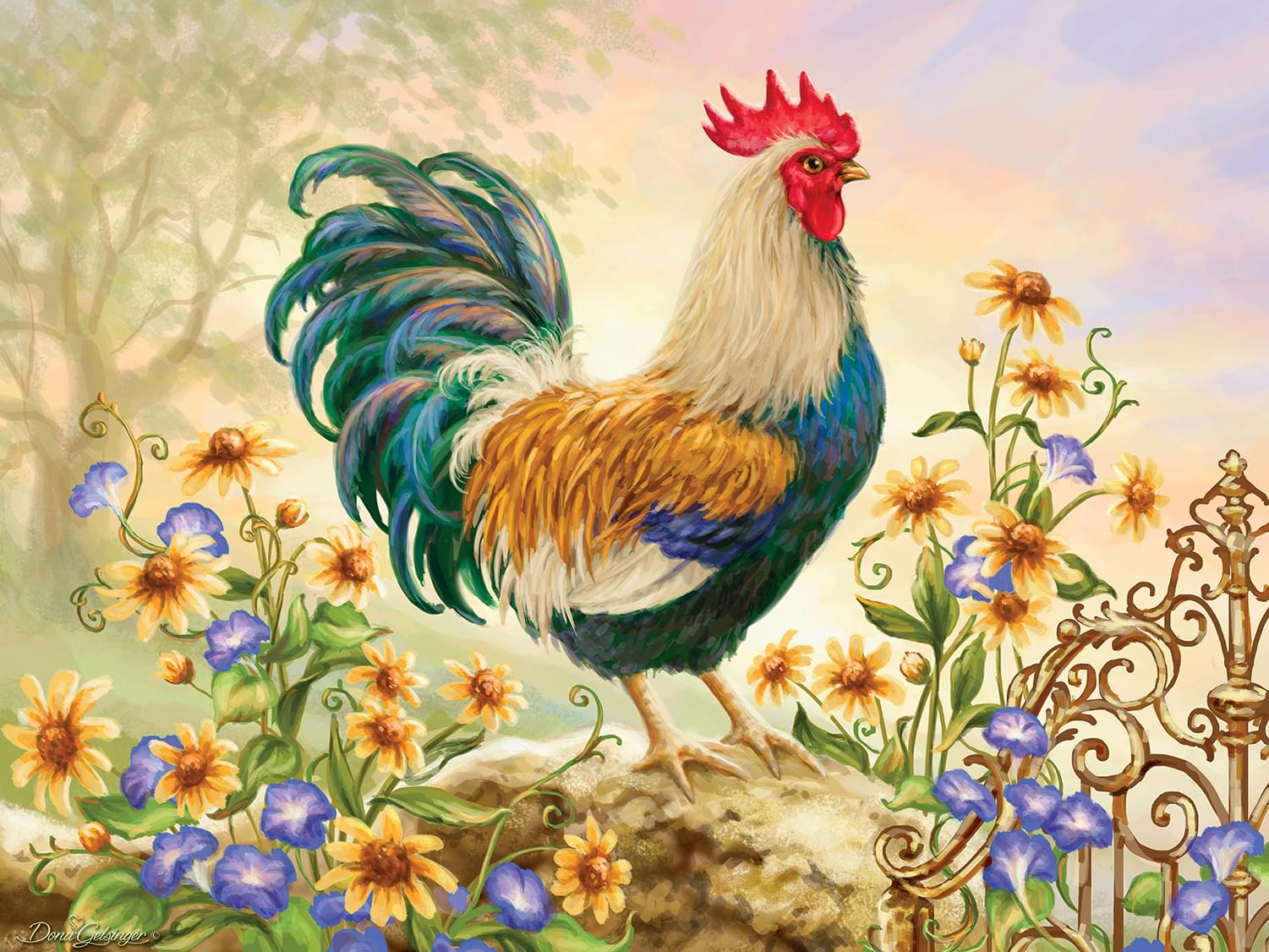 Morning Glory Rooster 300 Piece Large EZ Grip Jigsaw Puzzle