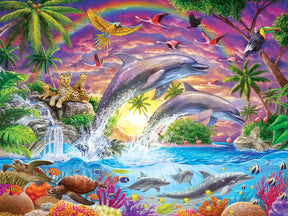 Fantasy Isle Colorful Dolphins 300 Piece Large EZ Grip Jigsaw Puzzle