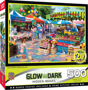 Corner Market 500 Piece Hidden Images Glow In The Dark Jigsaw Puzzle