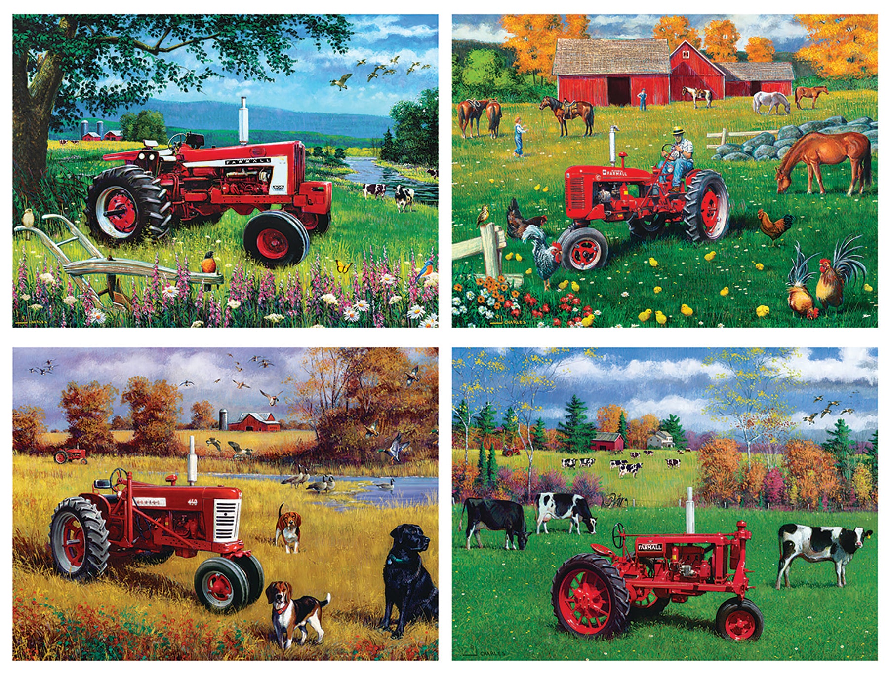 Farmall Tractors 4-Pack 500 Piece Jigsaw Puzzles