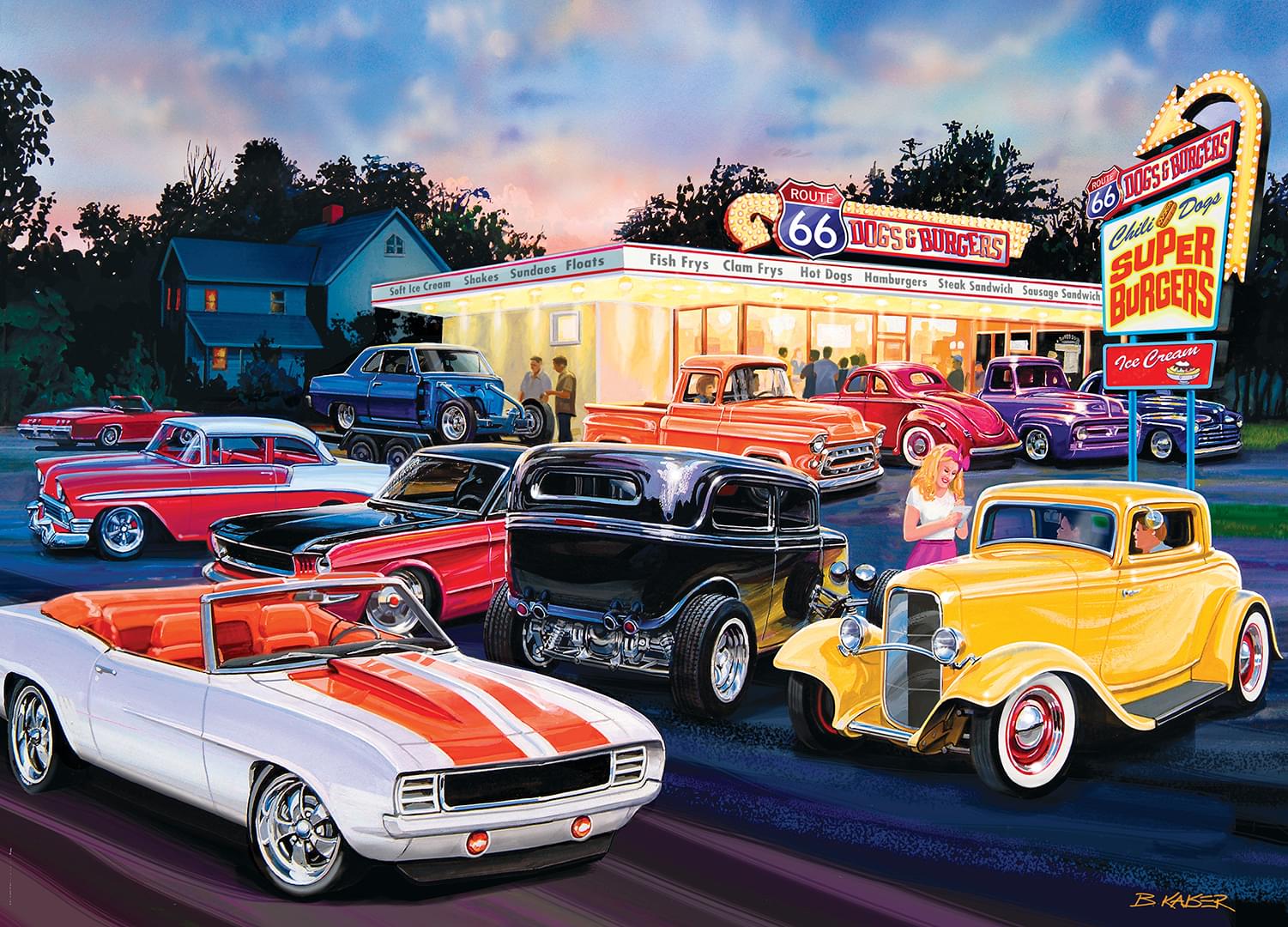 Cruisin Route 66 Dogs & Burgers 1000 Piece Jigsaw Puzzle