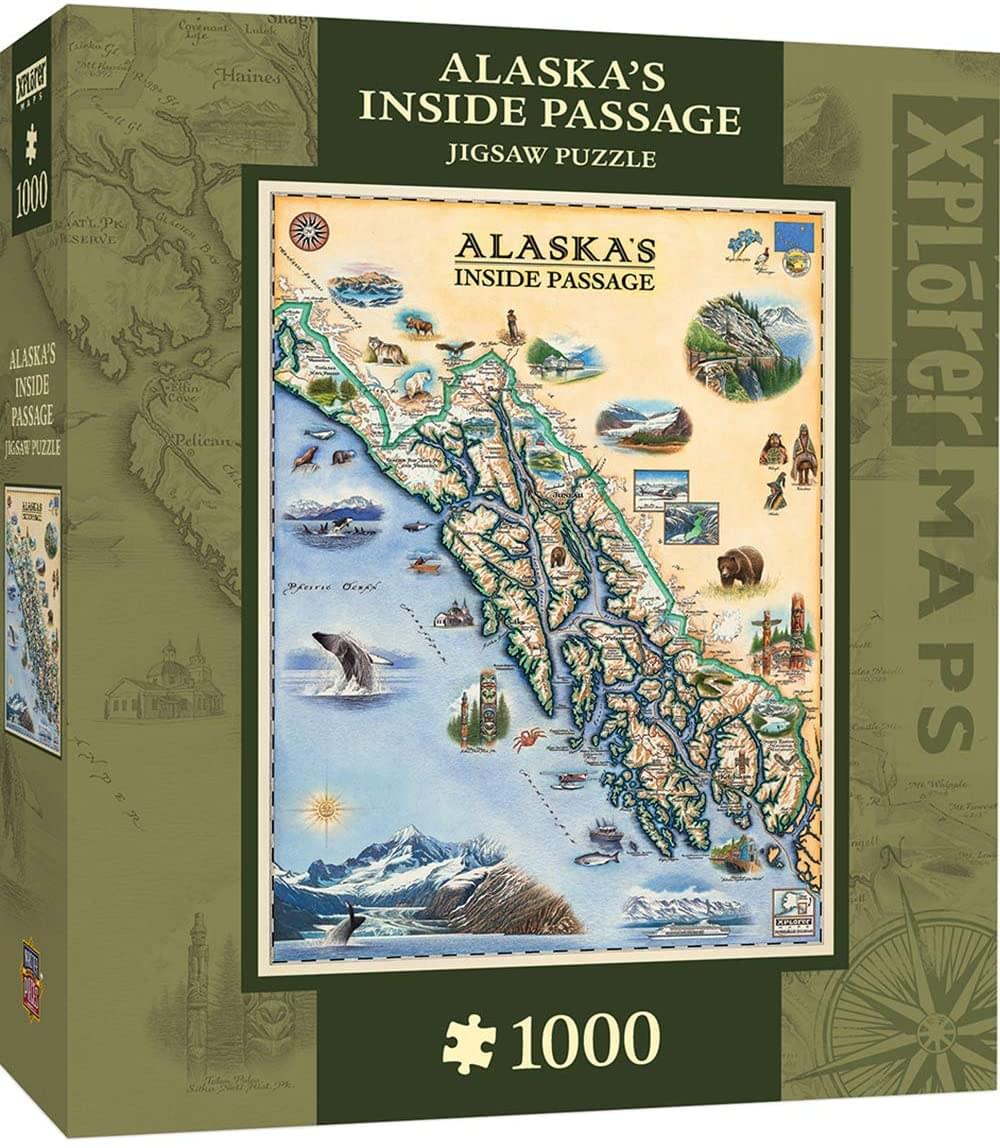 Xplorer Maps Alaska Inside Passage Map 1000 Piece Jigsaw Puzzle