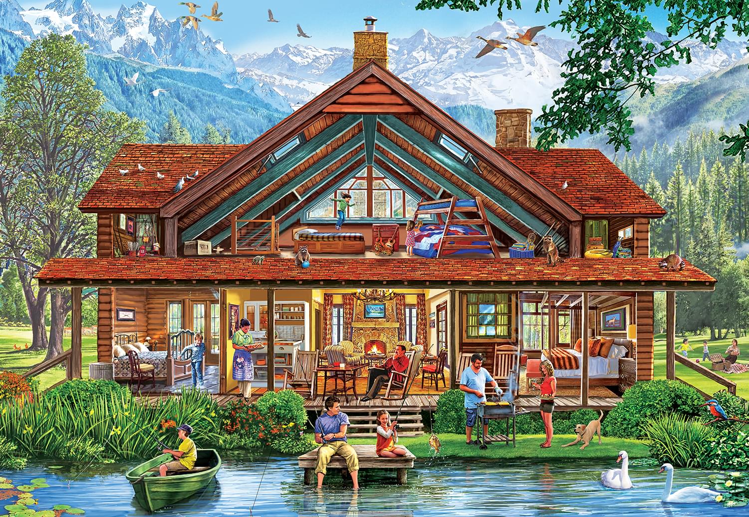 Cut-Aways Camping Lodge 1000 Piece Large EZ-Grip Jigsaw Puzzle