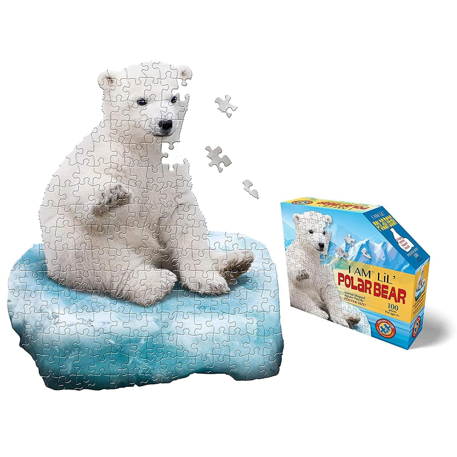 I AM Lil Polar Bear 100 Piece Animal-Shaped Jigsaw Puzzle