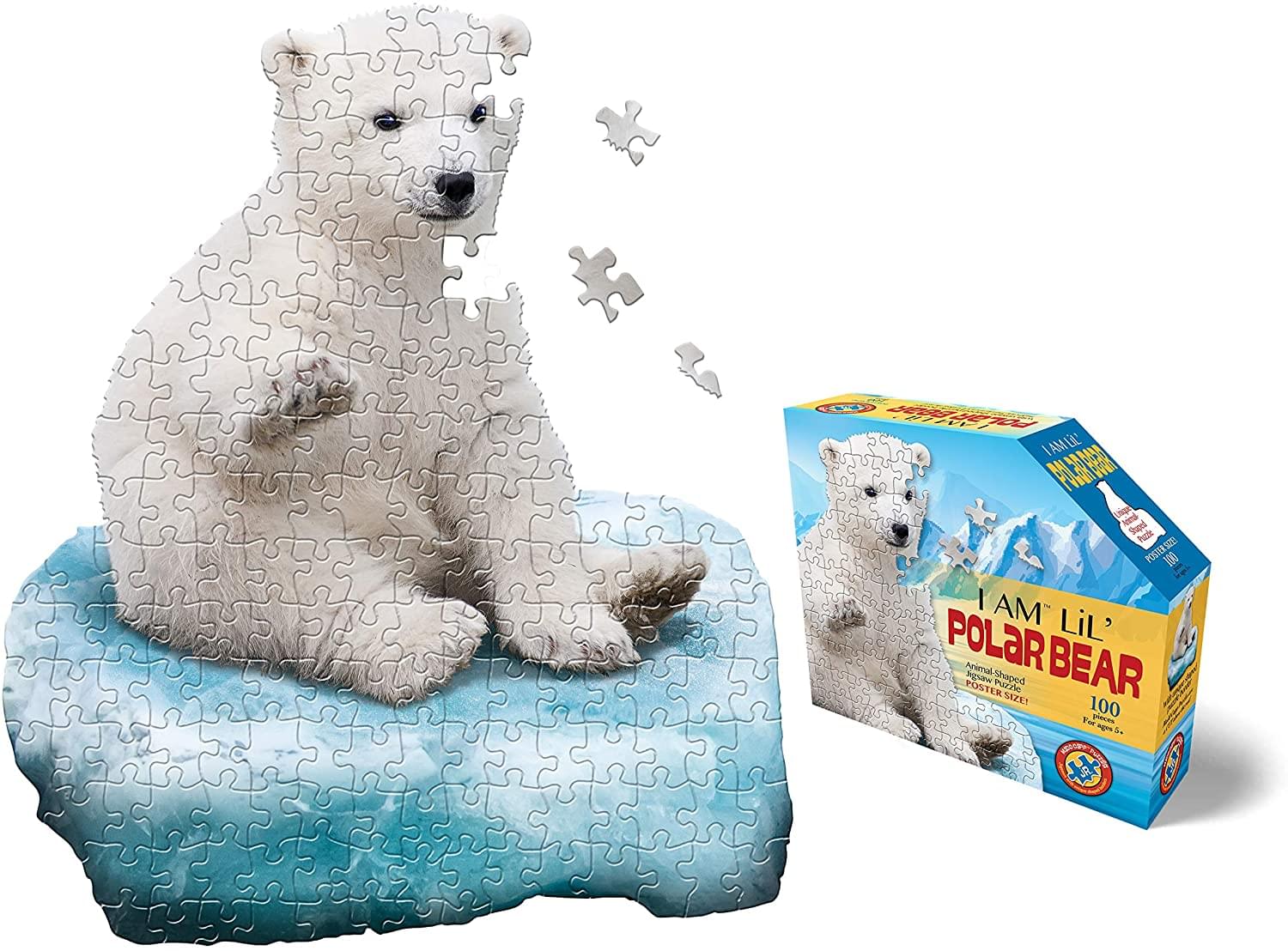 I AM Lil Polar Bear 100 Piece Animal-Shaped Jigsaw Puzzle