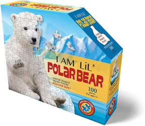 I AM Lil Polar Bear 100 Piece Animal-Shaped Jigsaw Puzzle