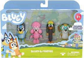 Bluey & Friends Action Figure 4-Pack | Bluey | Snickers | Coco | Honey