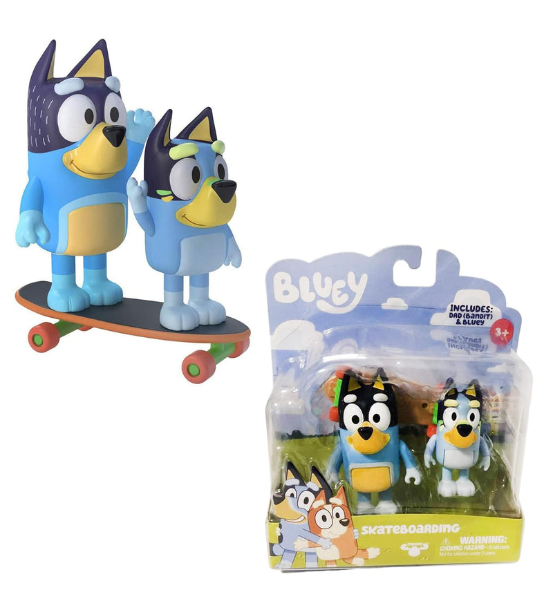 Bluey Skateboard Action Figure 2 Pack | Bluey & Bandit | Free Shipping