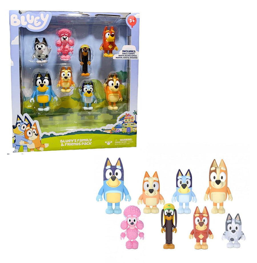 Bluey 2.5 Inch Family & Friends Figure 8 Pack | Free Shipping