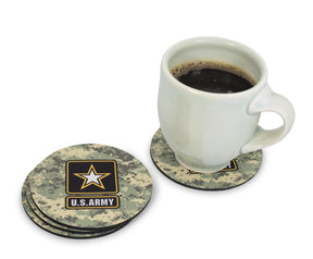 Cool U.S. Army Themed 4-Piece Drink Absorbent Coaster Pads Set for Home Kitchen