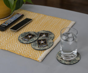 Cool U.S. Army Themed 4-Piece Drink Absorbent Coaster Pads Set for Home Kitchen